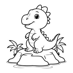 Cute vector illustration Dino doodle for toddlers worksheet