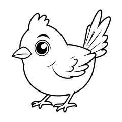 Vector illustration of a cute Sparrow drawing for kids colouring activity