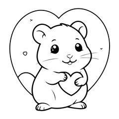 Simple vector illustration of Hamster drawing for toddlers coloring activity