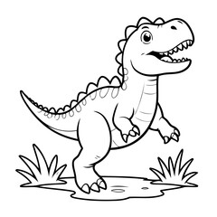 Vector illustration of a cute Spinosaurus doodle drawing for kids page