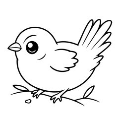 Simple vector illustration of Sparrow drawing for toddlers colouring page