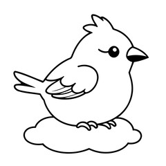 Cute vector illustration Sparrow drawing for colouring page