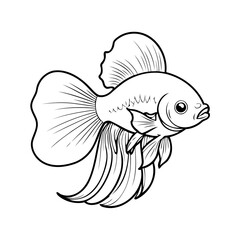 Simple vector illustration of Betta outline for colouring page