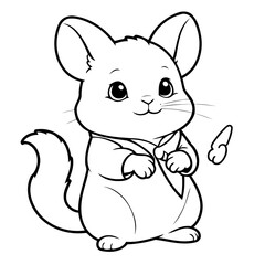 Simple vector illustration of Chinchilla for kids coloring page