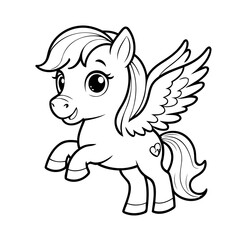 Cute vector illustration Pegasus hand drawn for toddlers