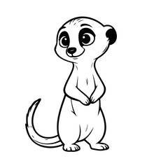 Vector illustration of a cute Meerkat doodle colouring activity for kids