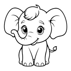 Vector illustration of a cute Elephant drawing for toddlers coloring activity