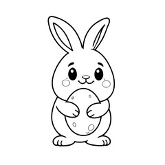 Cute vector illustration Bunny hand drawn for kids coloring page