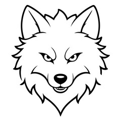 Simple vector illustration of Wolf drawing for toddlers colouring page