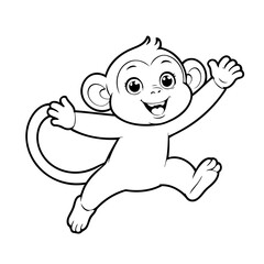 Vector illustration of a cute Monkey drawing for kids colouring page