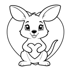 Simple vector illustration of Kangaroo drawing for toddlers colouring page