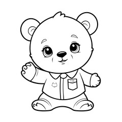 Cute vector illustration Bear hand drawn for kids coloring page