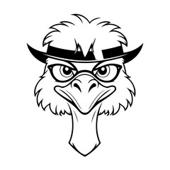 Cute vector illustration Ostrich drawing for kids colouring page