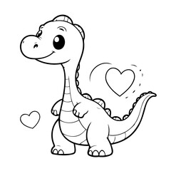 Cute vector illustration Diplodocus drawing for toddlers book