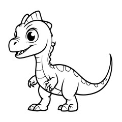 Vector illustration of a cute Velociraptor drawing for toddlers coloring activity