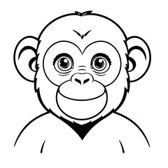 Simple vector illustration of Chimpanzee drawing for kids page