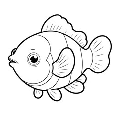 Cute vector illustration Clownfish for kids coloring activity page
