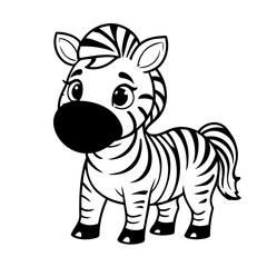 Vector illustration of a cute Zebra drawing for toddlers colouring page