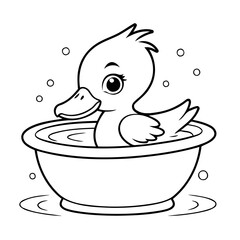 Simple vector illustration of Pelican hand drawn for kids coloring page