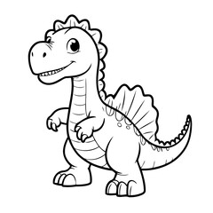 Cute vector illustration Spinosaurus drawing for kids colouring page