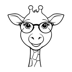 Simple vector illustration of Giraffe for toddlers colouring page