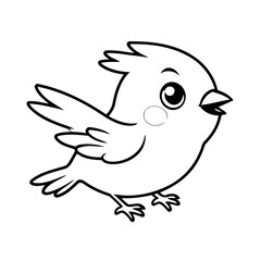 Simple vector illustration of Sparrow colouring page for kids