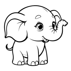 Cute vector illustration Elephant for kids colouring worksheet