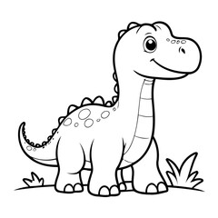 Simple vector illustration of Diplodocus drawing for kids colouring page
