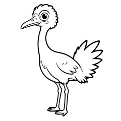 Cute vector illustration Ostrich drawing for kids colouring activity