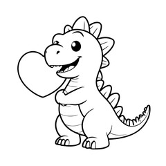 Cute vector illustration Spinosaurus drawing for toddlers colouring page