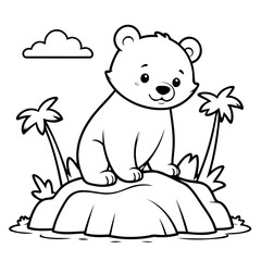Simple vector illustration of Bear drawing for toddlers coloring activity