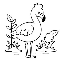Cute vector illustration Flamingo hand drawn for toddlers