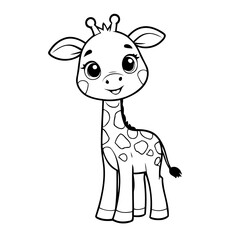 Simple vector illustration of Giraffe drawing for children page