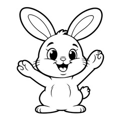 Vector illustration of a cute Bunny drawing for kids colouring page