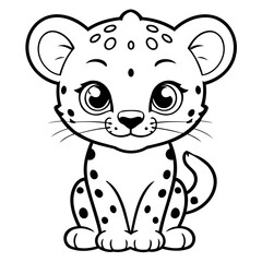 Vector illustration of a cute Cheetah drawing for kids colouring activity