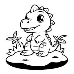 Vector illustration of a cute Dino doodle colouring activity for kids
