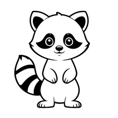 Cute vector illustration Raccoon doodle for toddlers worksheet