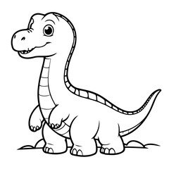 Vector illustration of a cute Brachiosaurus doodle for toddlers worksheet