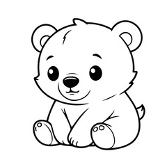 Cute vector illustration Bear doodle colouring activity for kids