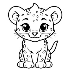 Simple vector illustration of Cheetah colouring page for kids