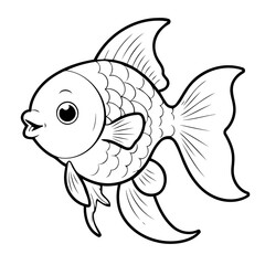 Simple vector illustration of Goldfish drawing for kids page