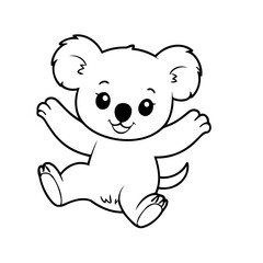 Simple vector illustration of Koala drawing colouring activity