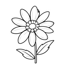 Vector illustration of a cute Daisy drawing for toddlers coloring activity