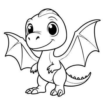 recommend clip art: Simple vector illustration of Pterodactyl for kids colouring worksheet