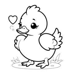 Simple vector illustration of Duck drawing for kids page