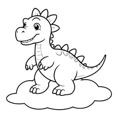 Vector illustration of a cute Spinosaurus doodle for children worksheet