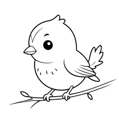 Vector illustration of a cute Bird drawing for kids colouring activity