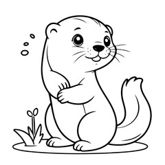 Cute vector illustration Otter hand drawn for toddlers