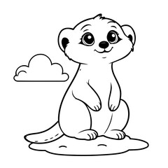 Vector illustration of a cute Meerkat drawing colouring activity