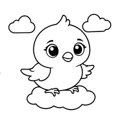 Cute vector illustration Sparrow doodle for toddlers coloring activity